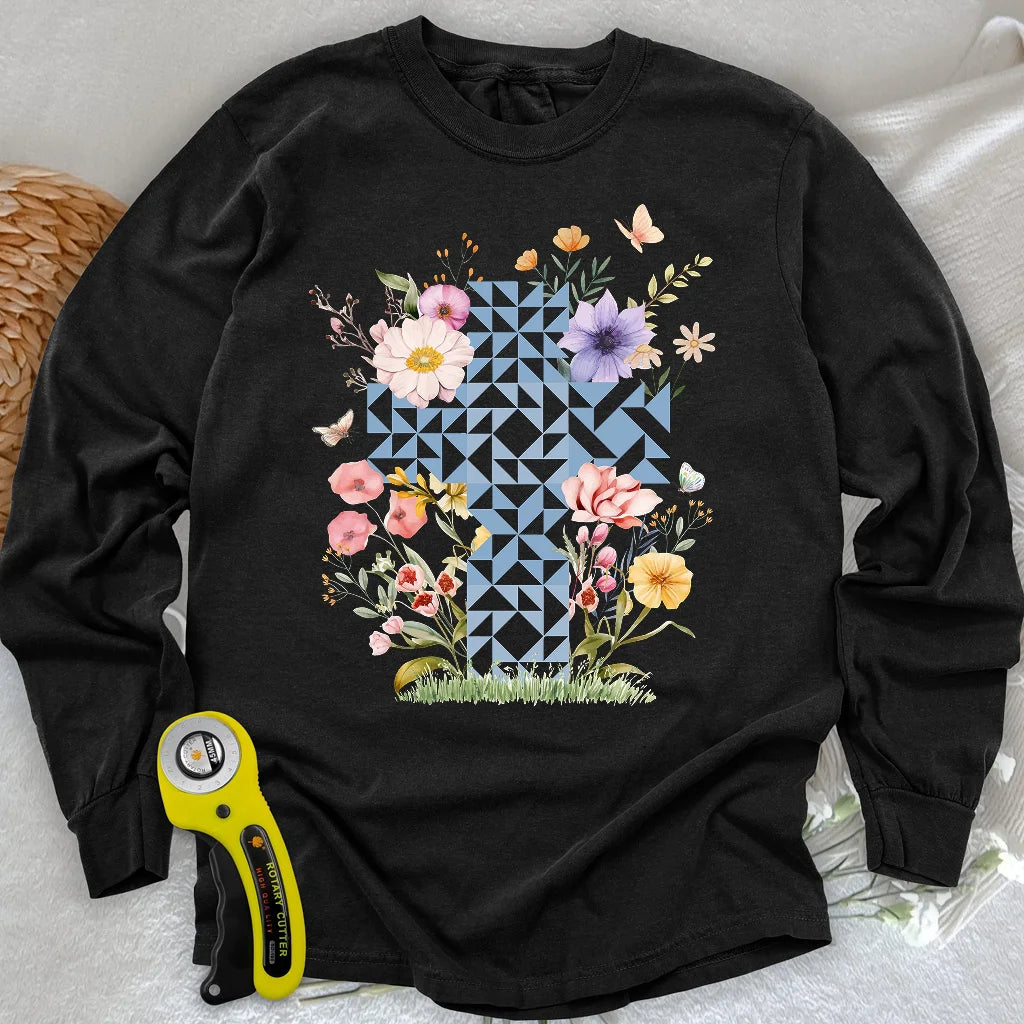 Floral Faith Quilt Langarm-T-Shirt
