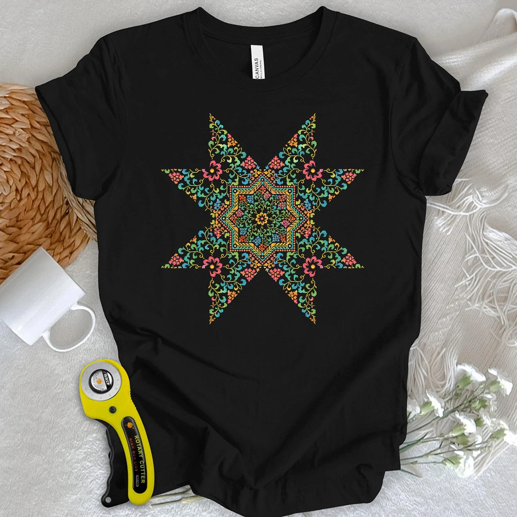 Floral Star Block Mandala T-shirt
