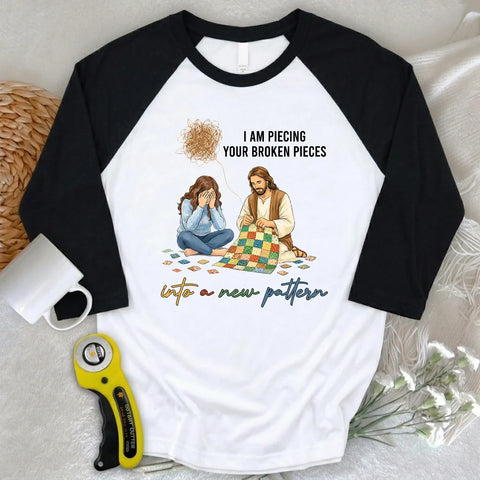 Gott fügt zerbrochene Teile zusammen 3/4-Ärmel T-Shirt