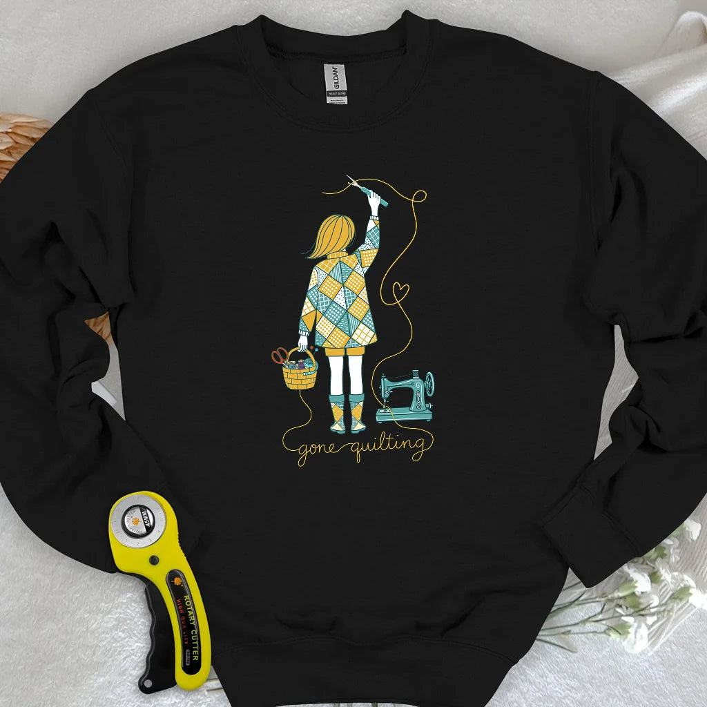 Sweat-shirt "Je suis partie faire de la courtepointe"