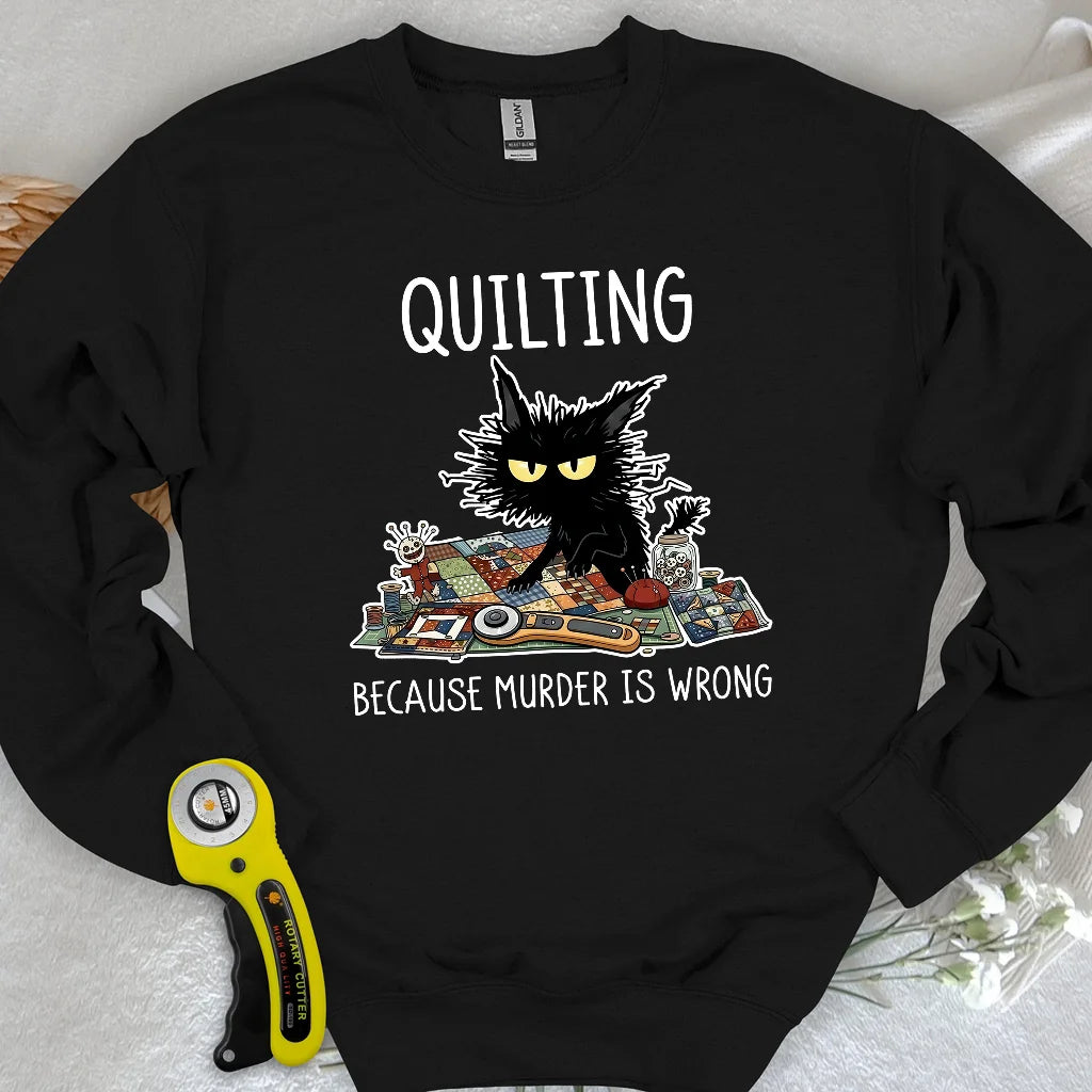 Mürrische Quilter-Katze Sweatshirt