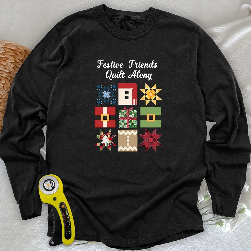 T-shirt à manches longues motif patchwork "Merry Makers"