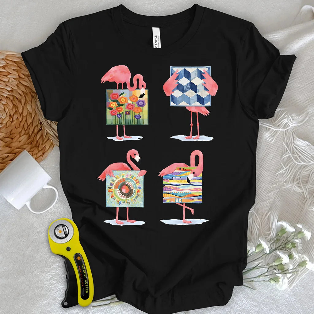 T-shirt Flamants roses courtepointe moderne