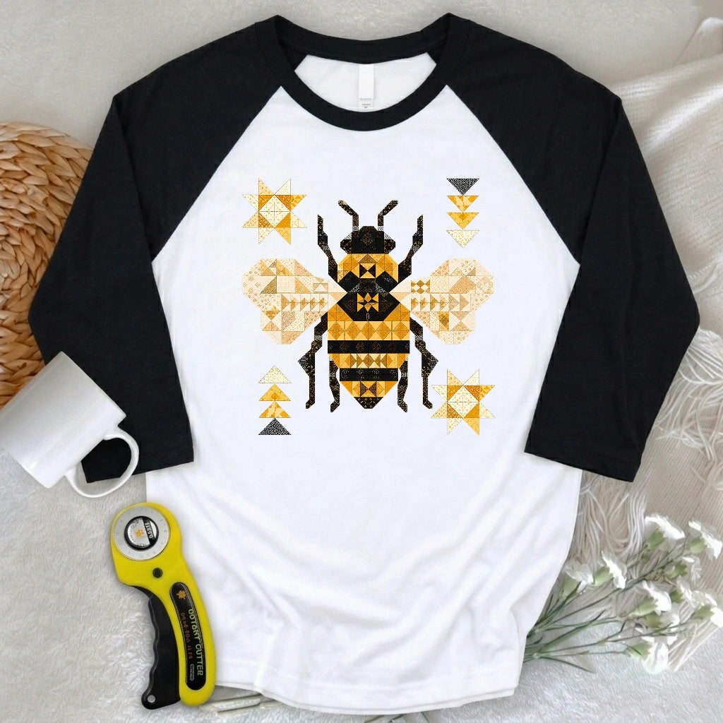 Patchwork Bee 3/4 Sleeve T-shirt