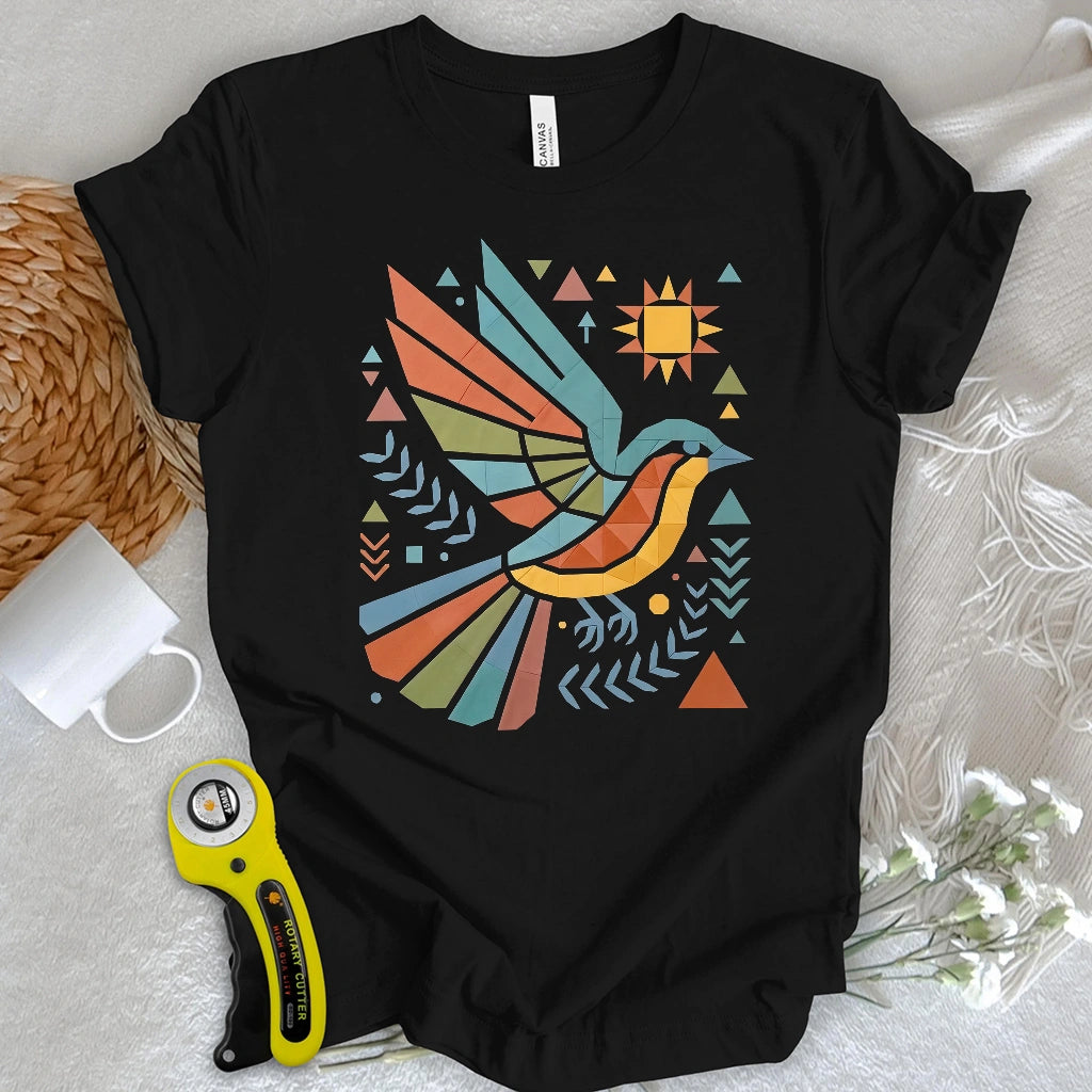 Patchwork Boho Bird T-shirt