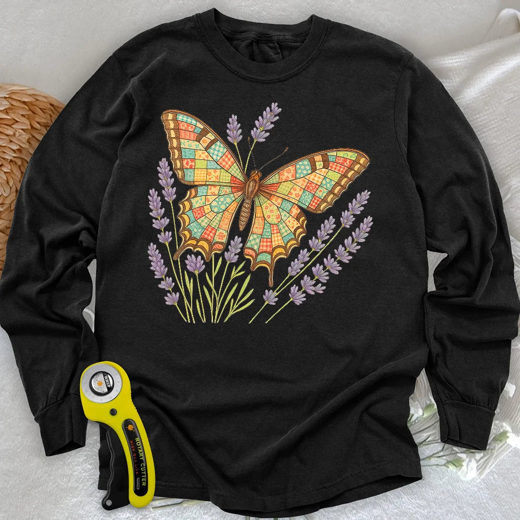 T-shirt papillon patchwork à manches longues