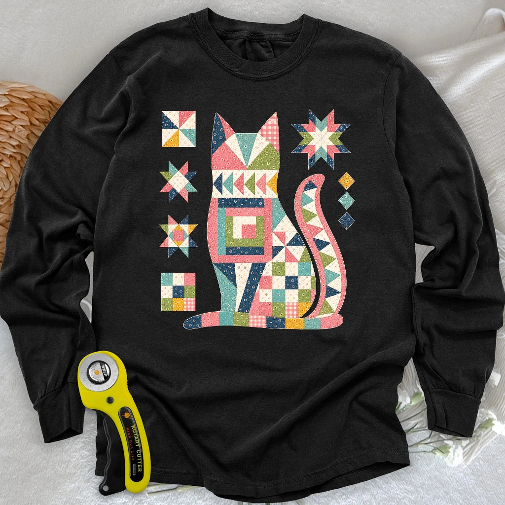 Patchwork Cat Long Sleeve T-shirt