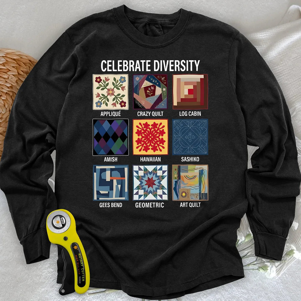 T-shirt à manches longues motif patchwork Diversity