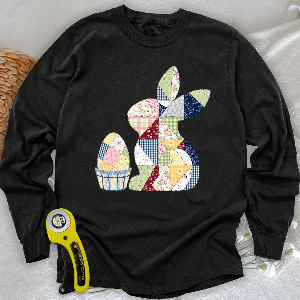 Patchwork Easter Bunny Long Sleeve T-shirt