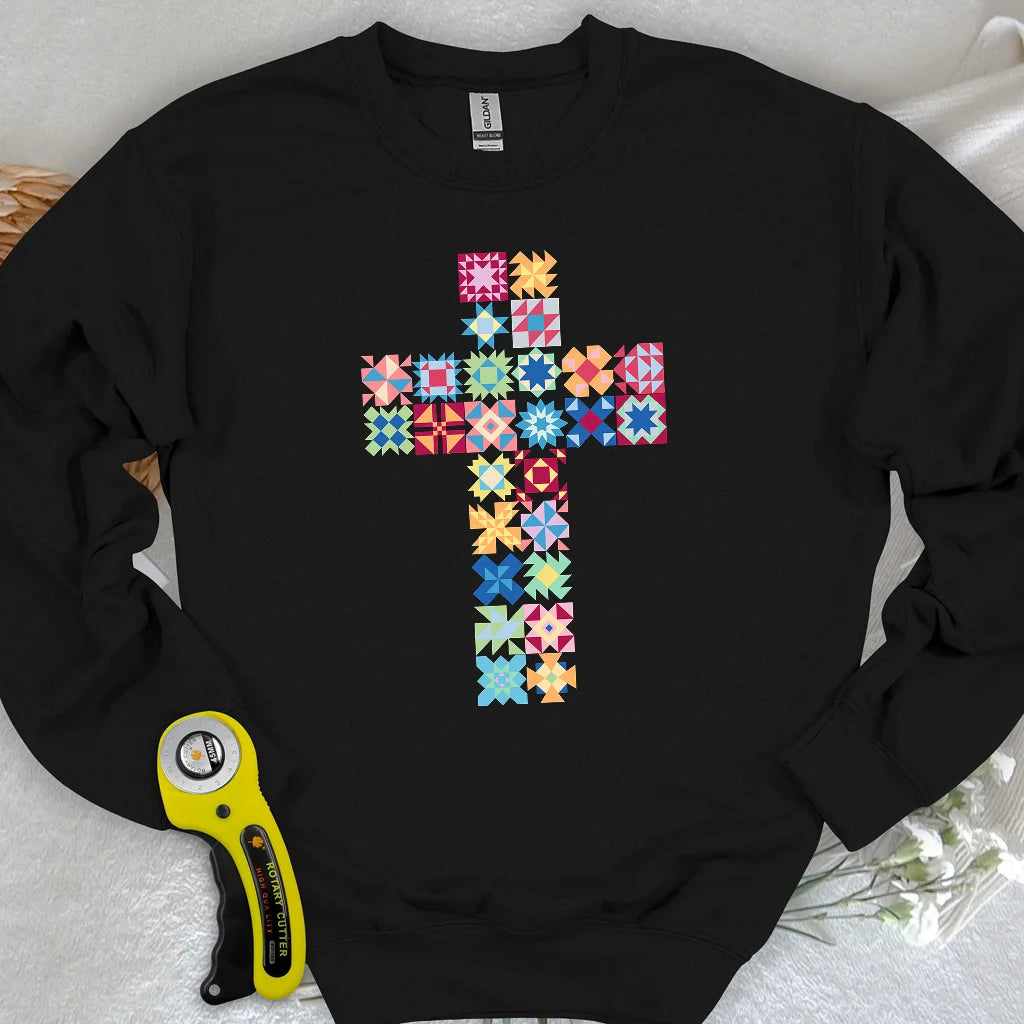 Patchwork Faith Cross Sweatshirt