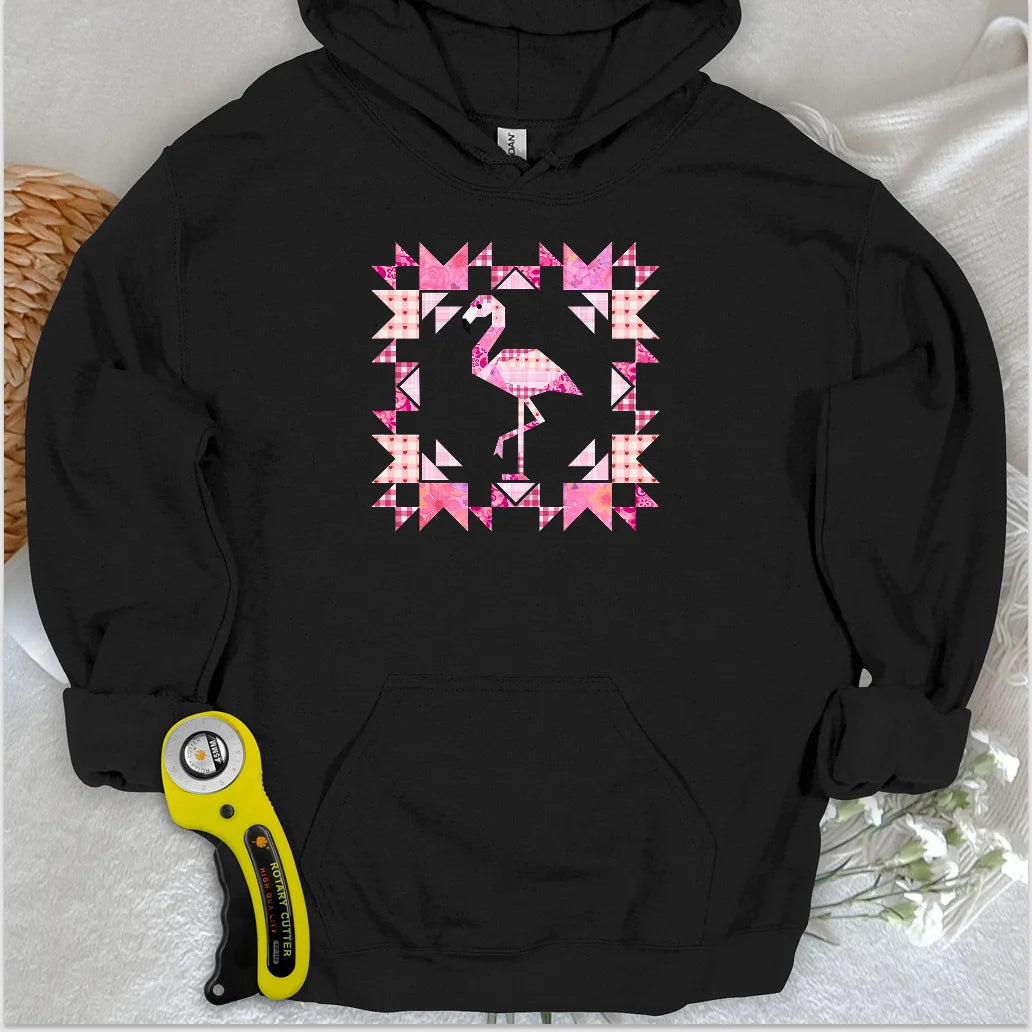 Sweat à capuche Flamant rose patchwork