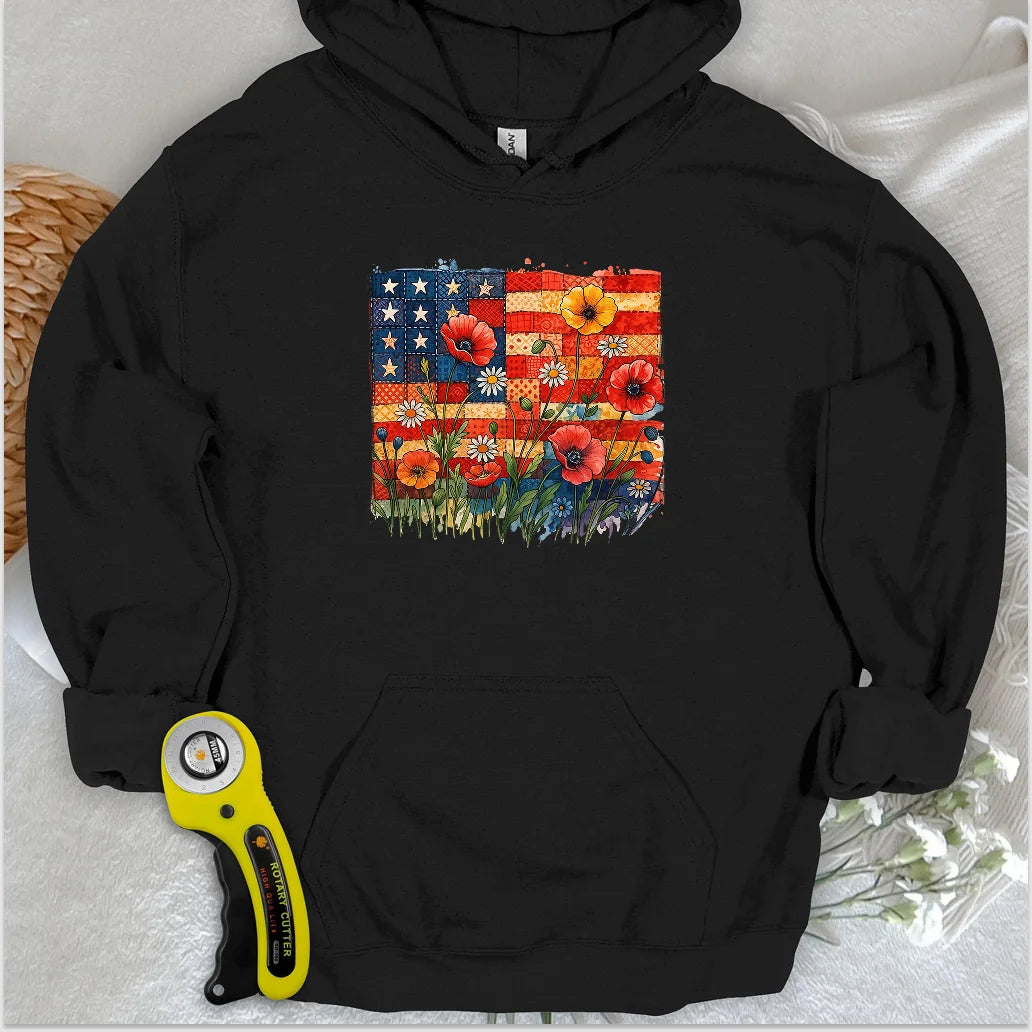 Sweat à capuche floral patchwork