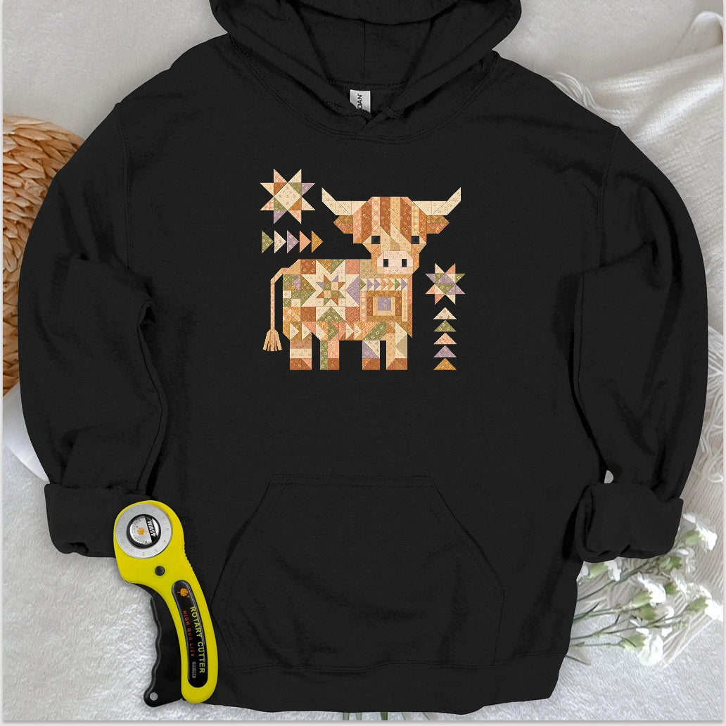 Patchwork Highland Cow Hoodie