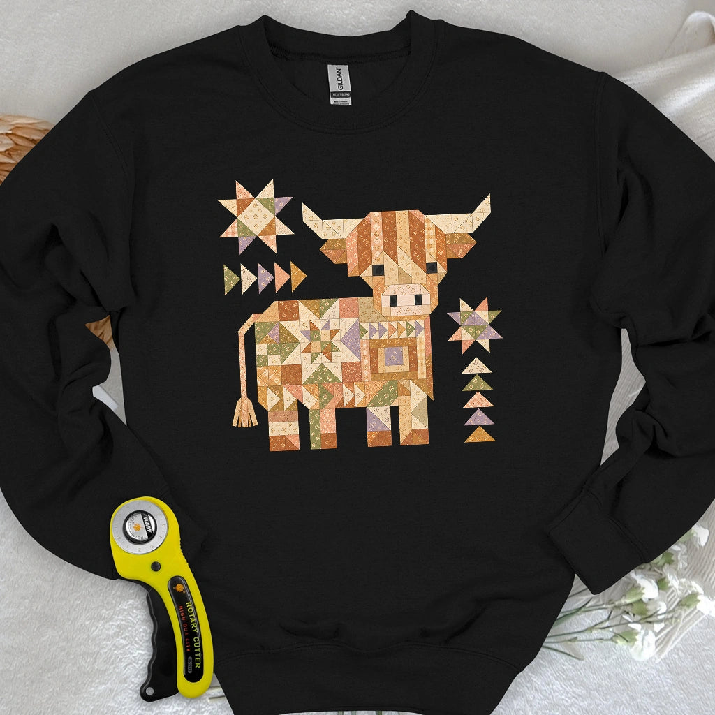 Patchwork Highland Cow Sweatshirt