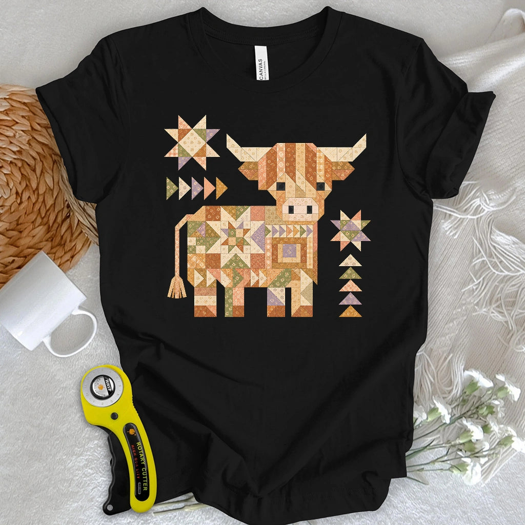 Patchwork Highland Cow T-shirt