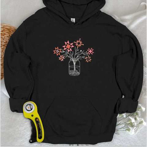 Felpa con cappuccio Barattolo di fiori patchwork