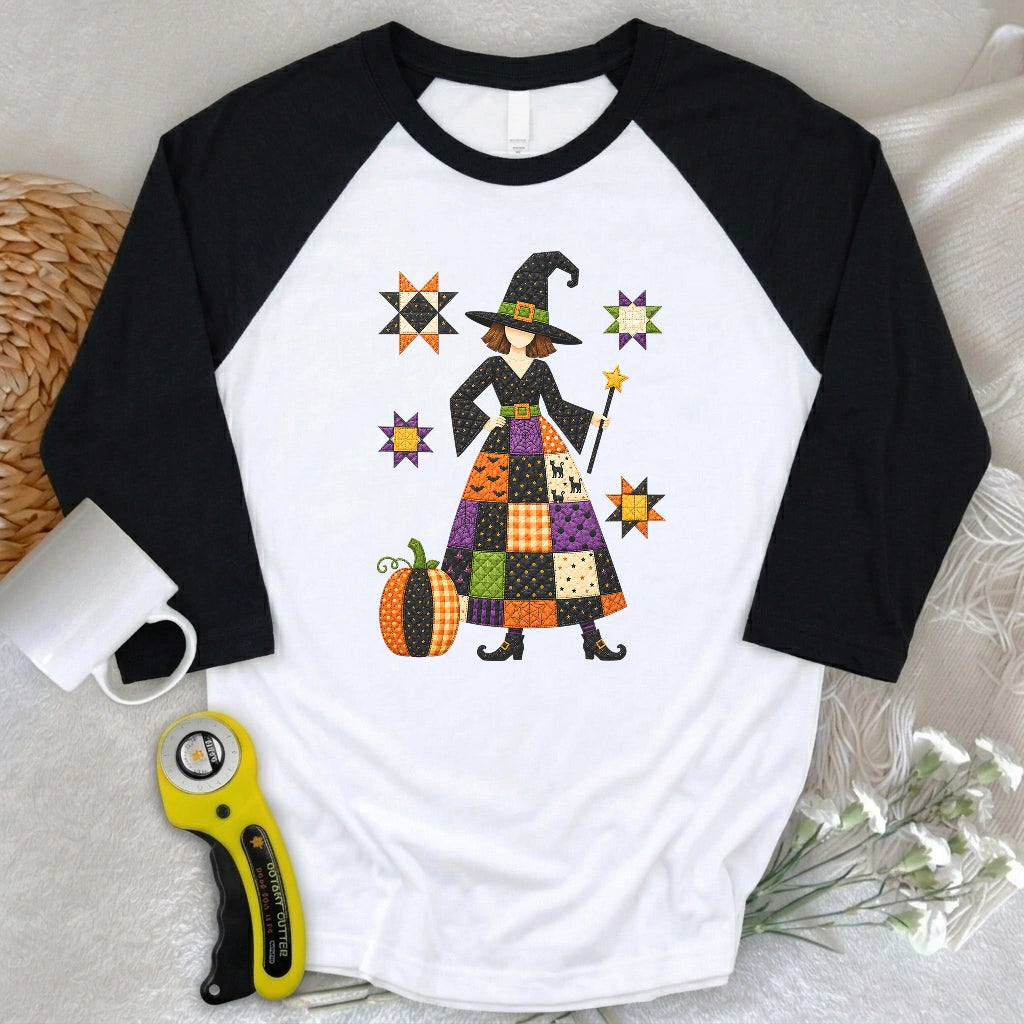 Patchwork Quilt Witch 3/4 Sleeve T-shirt