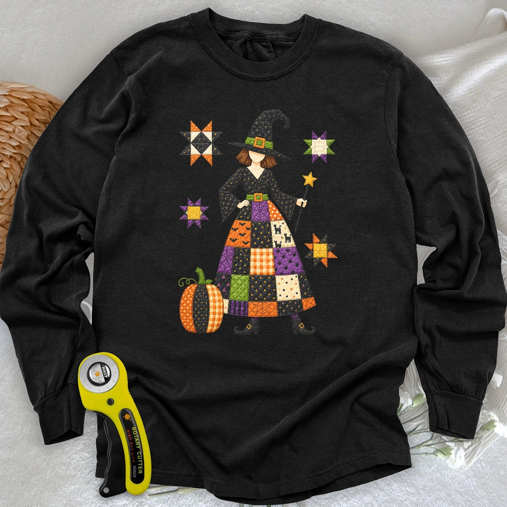 Patchwork Quilt Witch Long Sleeve T-shirt