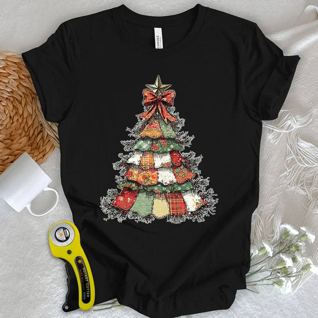 T-shirt arbre de Noël en patchwork