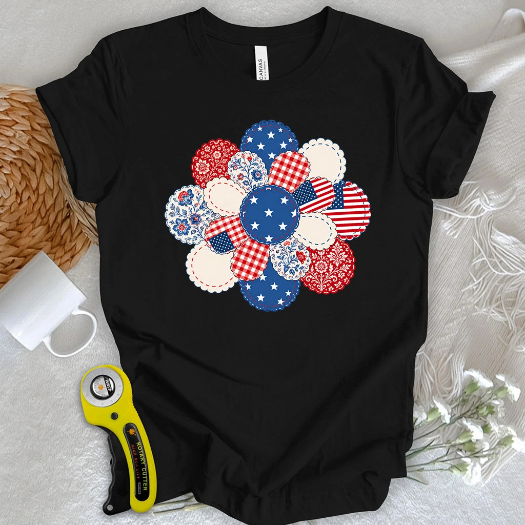 Patriotic Bloom Appliqué T-shirt