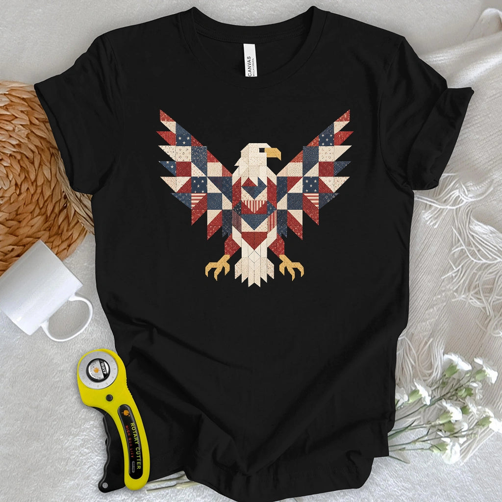 Patriotic Patchwork Eagle T-shirt