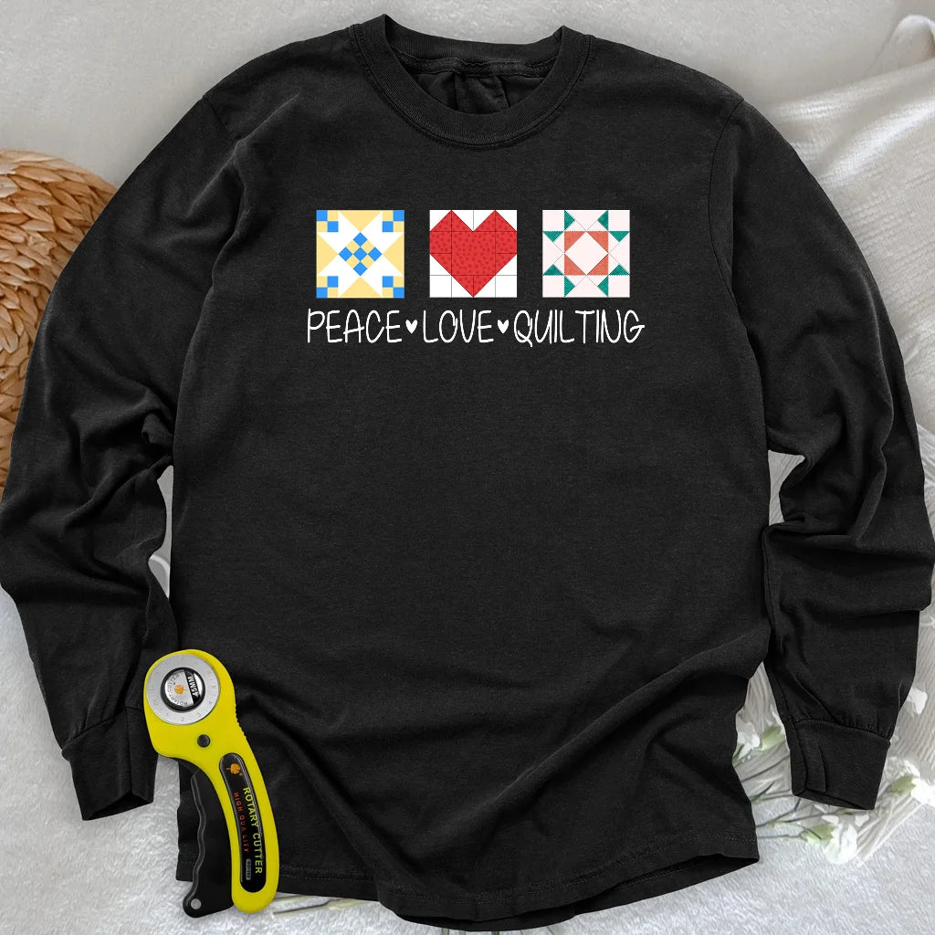Peace Love Quilting Langarm-T-Shirt