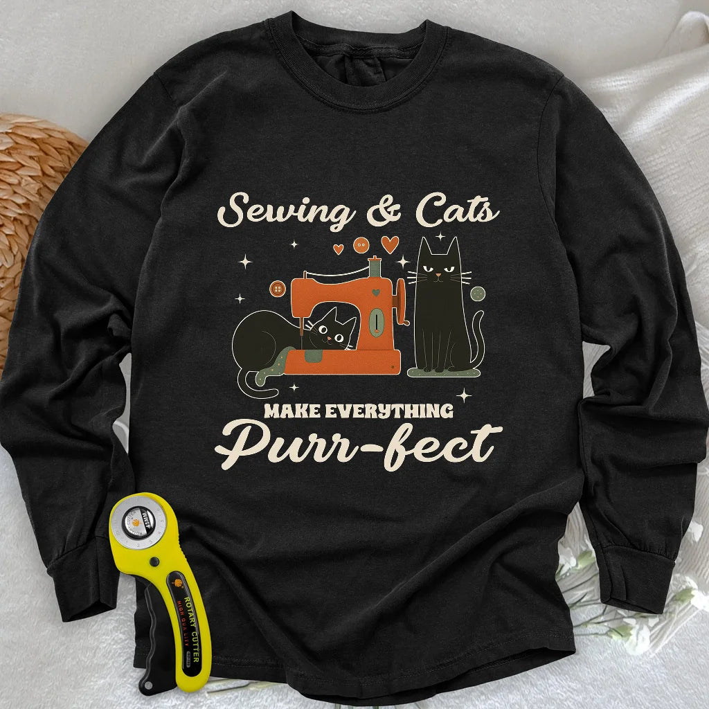 Purr-fect Sewing Long Sleeve T-shirt