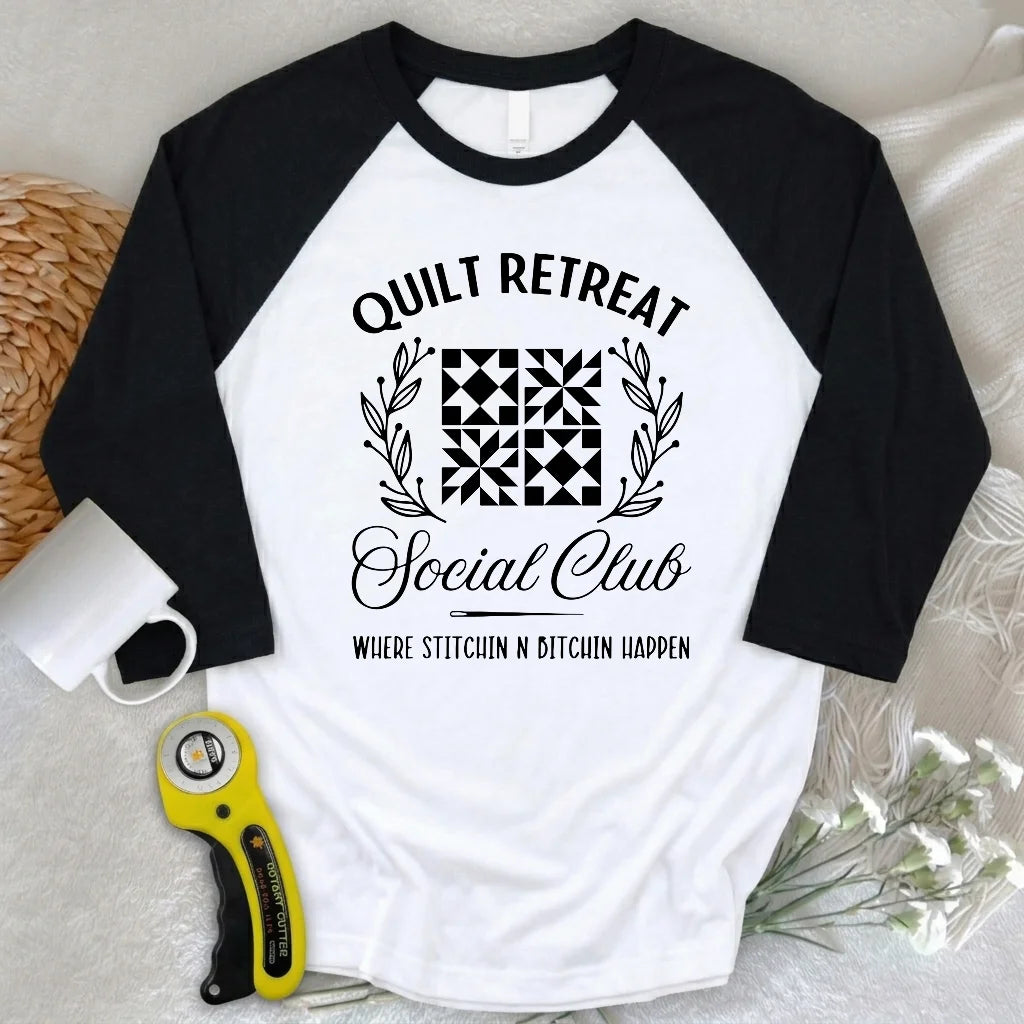 Quilt Retreat 3/4 Sleeve T-shirt