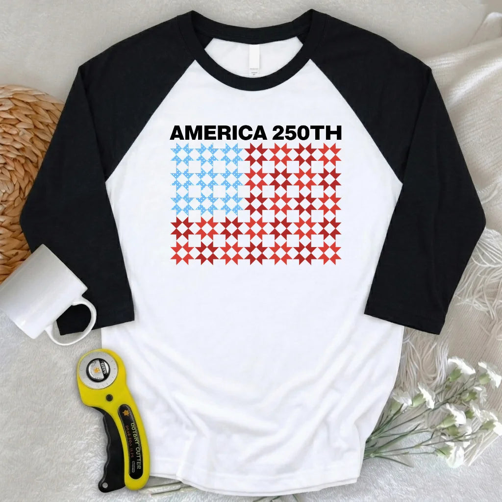Quilted Tribute 3/4 Sleeve T-shirt