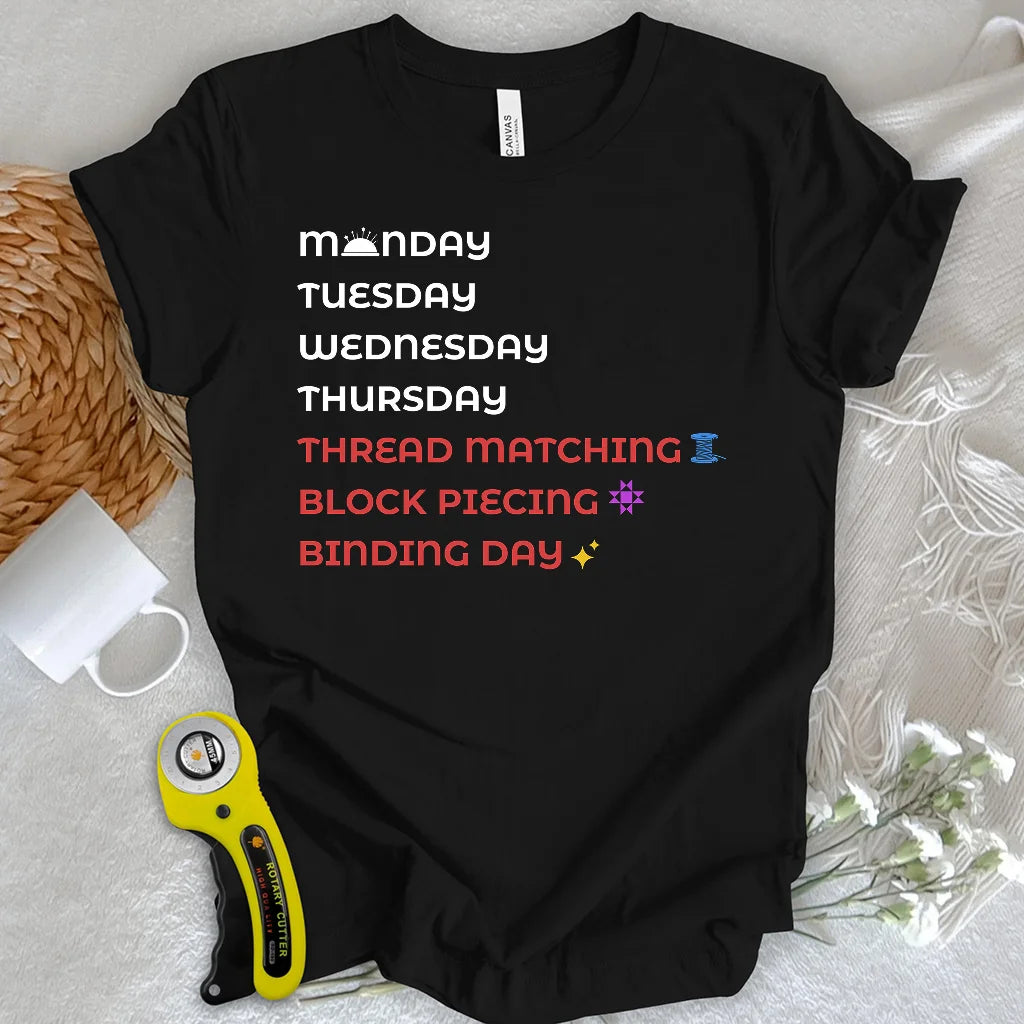T-shirt compte à rebours du week-end des quilters