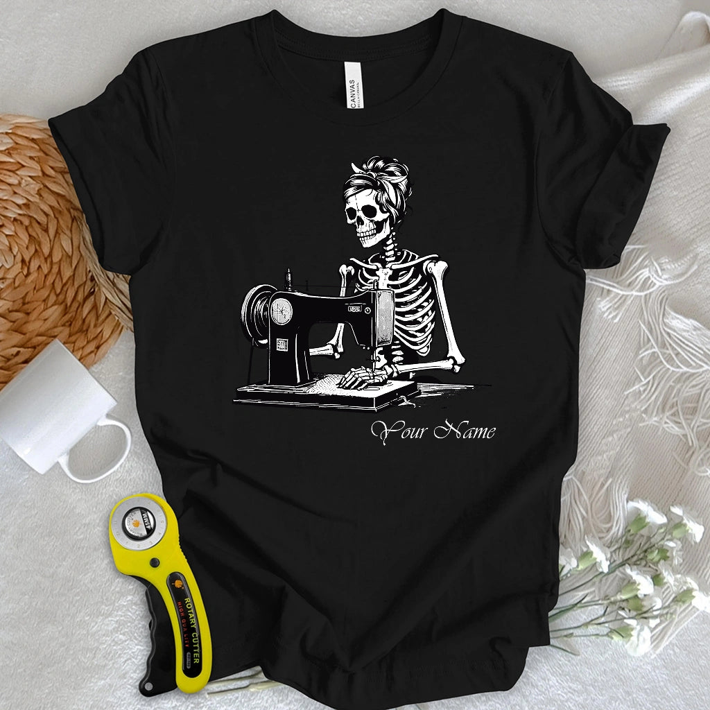 "Custom Name" Quilting Skeleton T-shirt