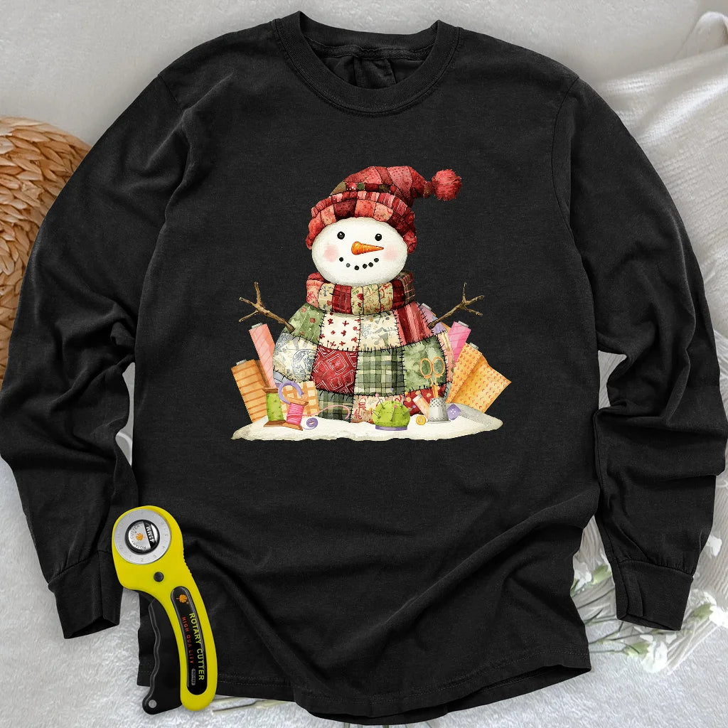 Quilting Snowman Long Sleeve T-shirt