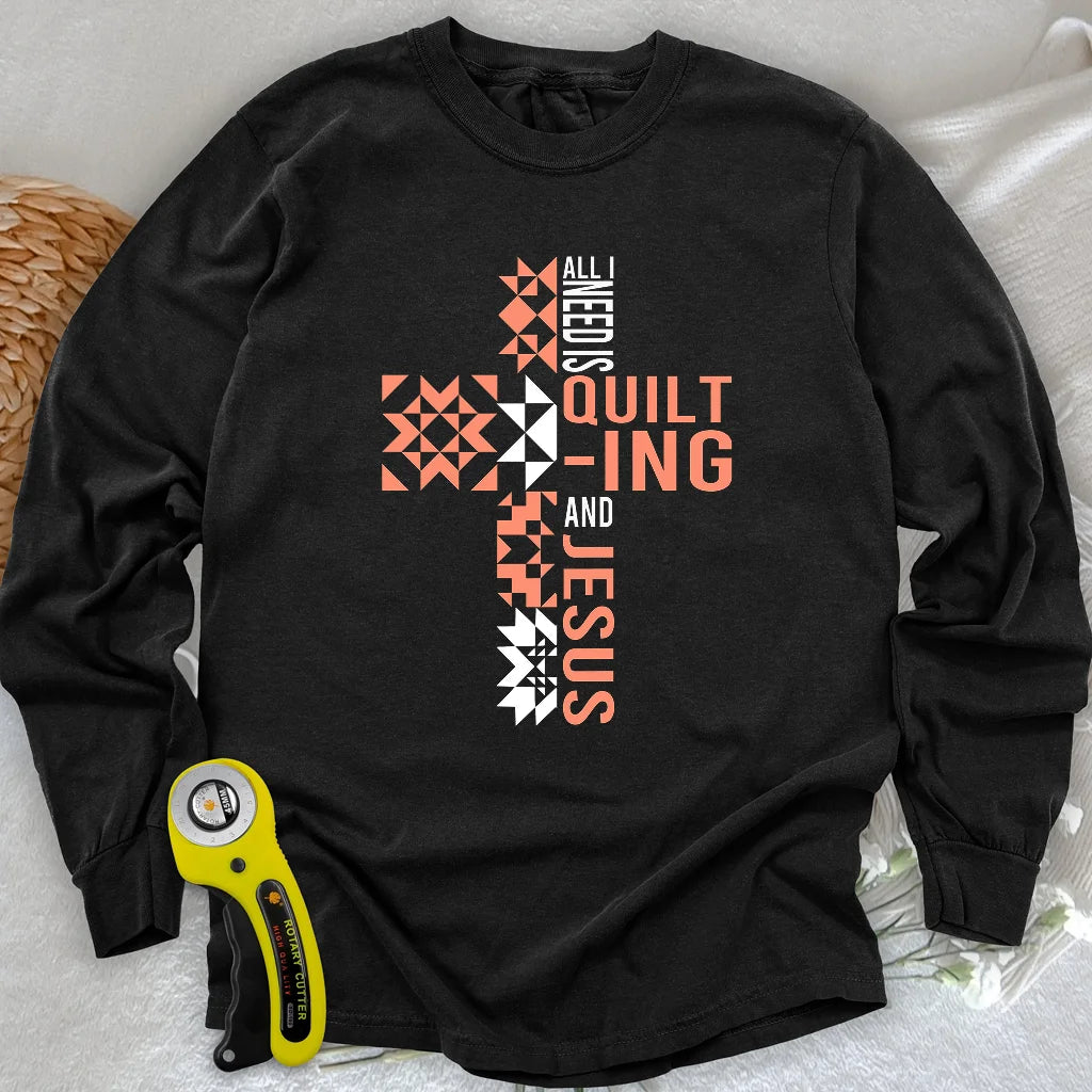 Steppnähen und Jesus Langarm-T-Shirt