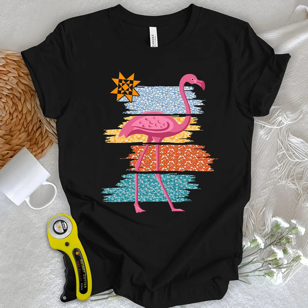 T-shirt Flamant rose matelassé