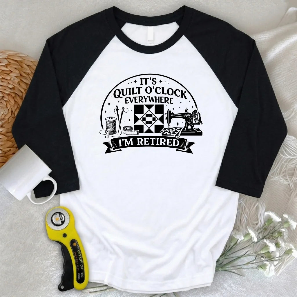 Retired Quilter 3/4 Sleeve T-shirt