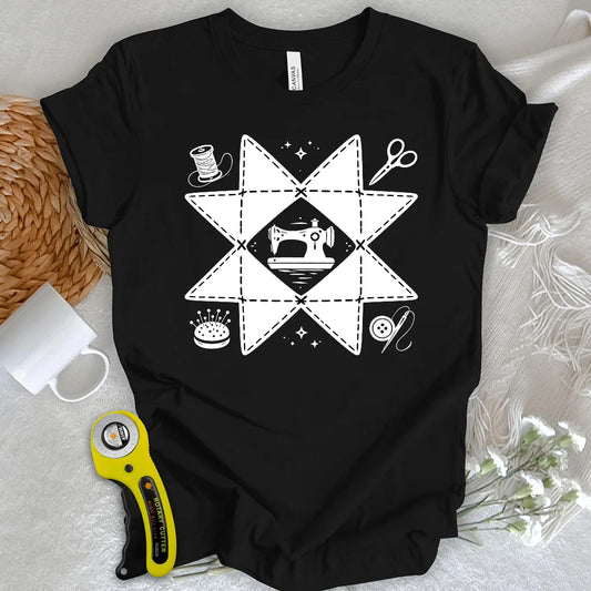 Sewing Compass Quilt T-shirt