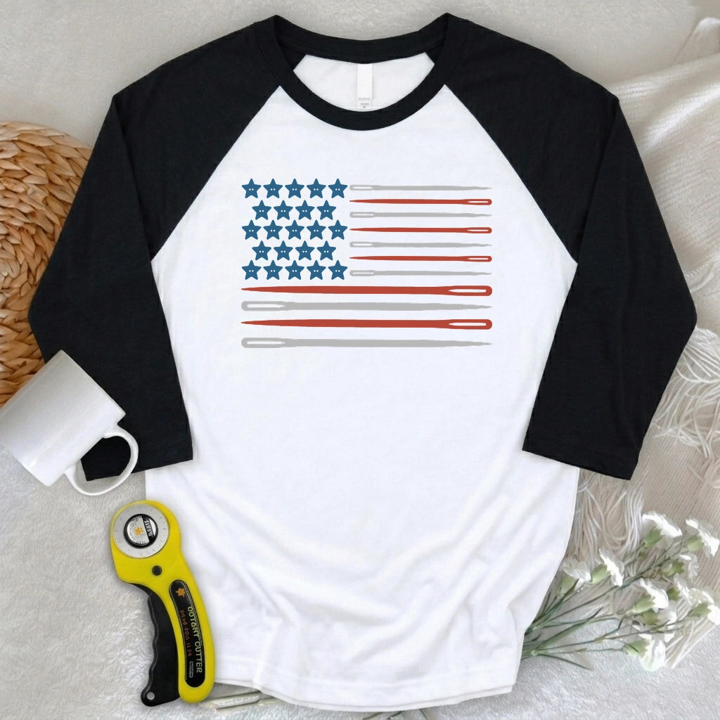 Sewing Flag 3/4 Sleeve T-shirt