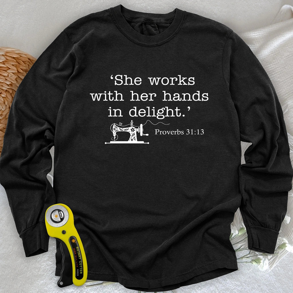 Sewing In Bible Long Sleeve T-shirt