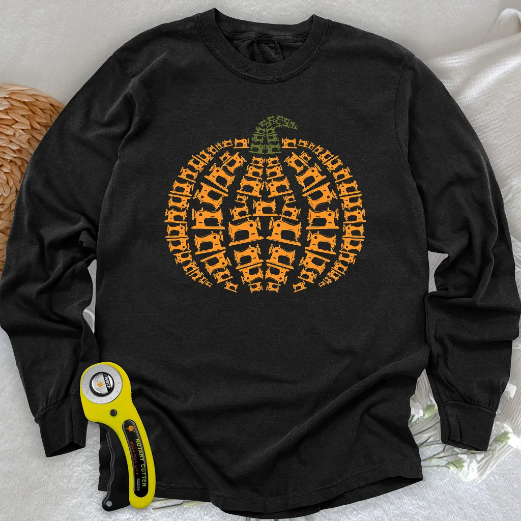 Nähmaschinen Kürbis Langarm-T-Shirt