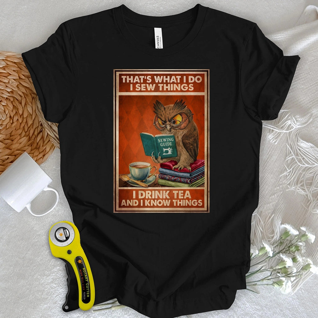 Sewing Owl Wisdom T-shirt