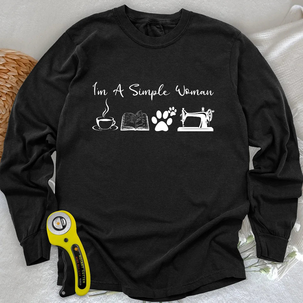 Nähende Frau Langarm-T-Shirt
