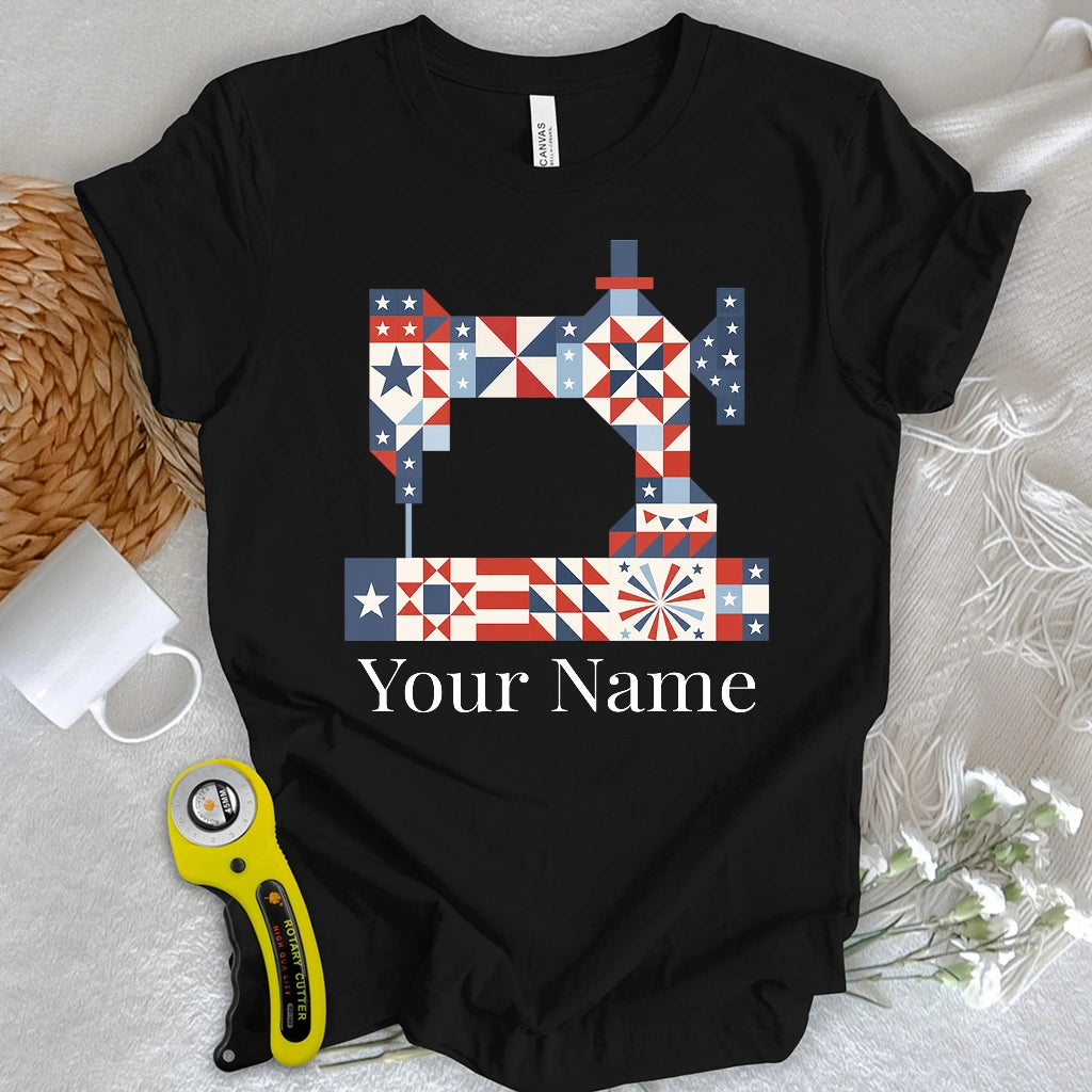 "Custom Name" Stars & Stitches Sewing T-shirt