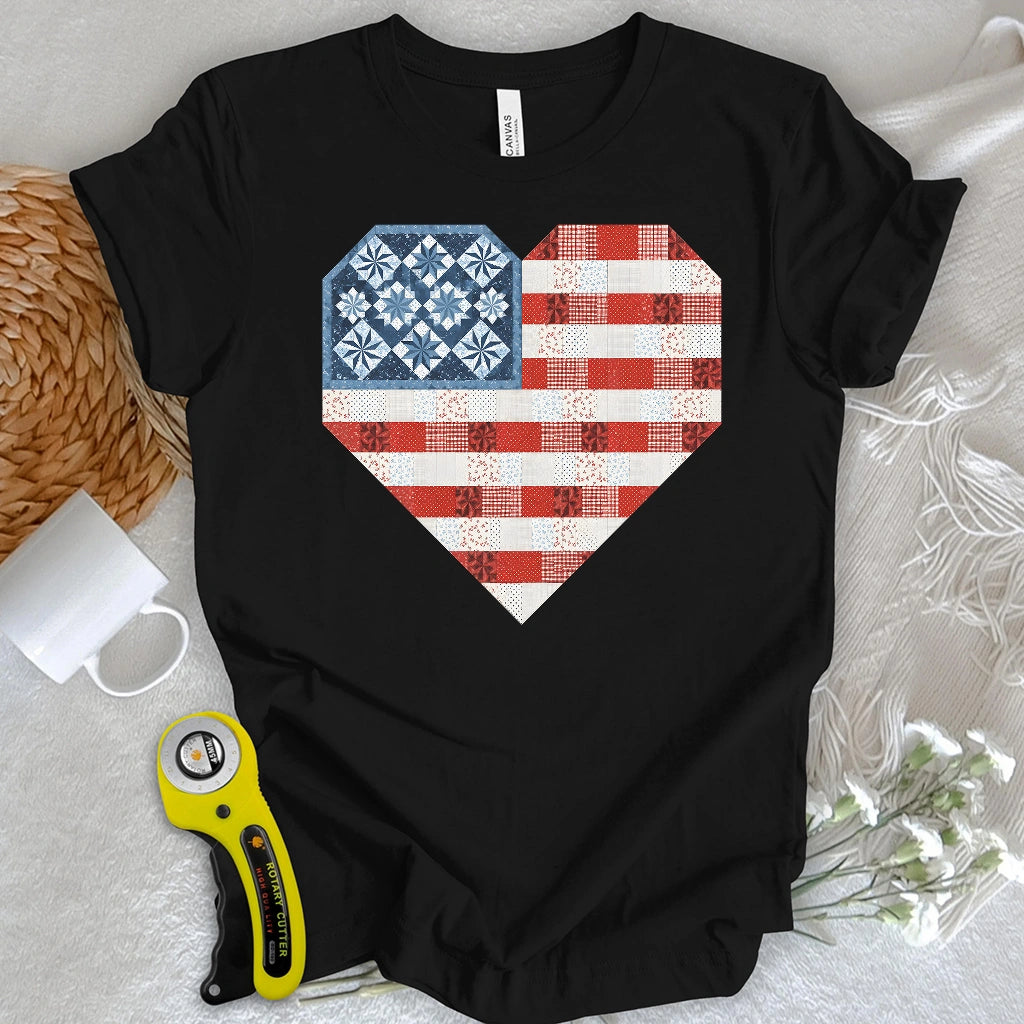 Stars & Stripes Patchwork Heart T-shirt