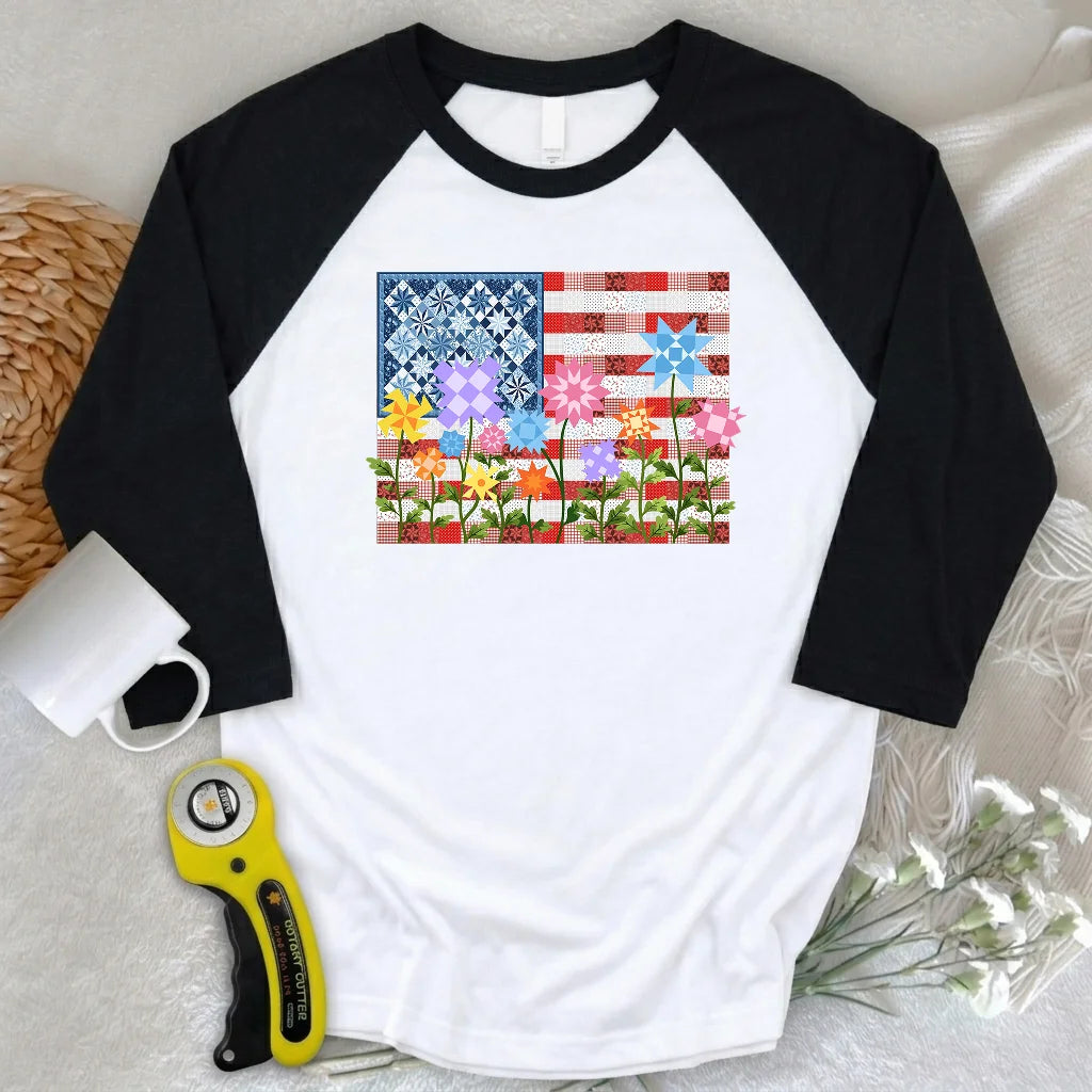 Stars, Stripes & Stitches 3/4 Sleeve T-shirt