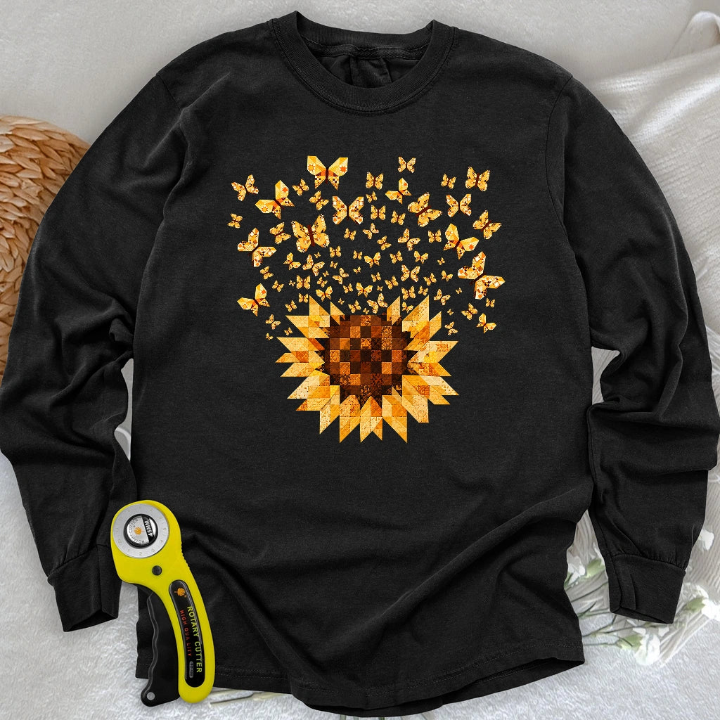 Sunflower Magic Quilt Bloom Long Sleeve T-shirt