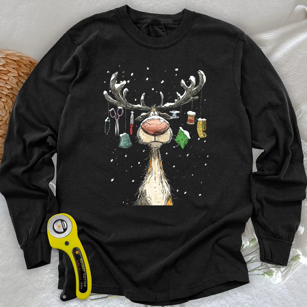 Das Rentier-Steppdecken-Langarmshirt