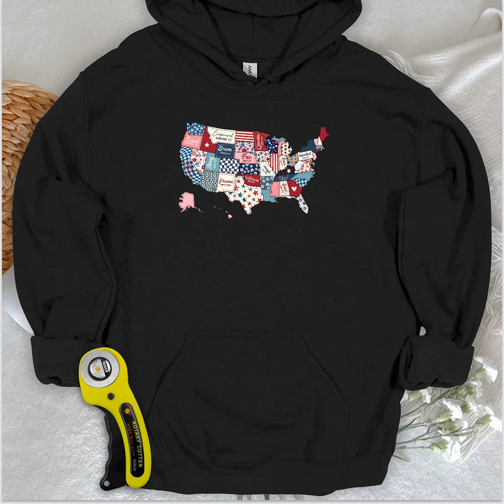 USA Quilt Map Hoodie