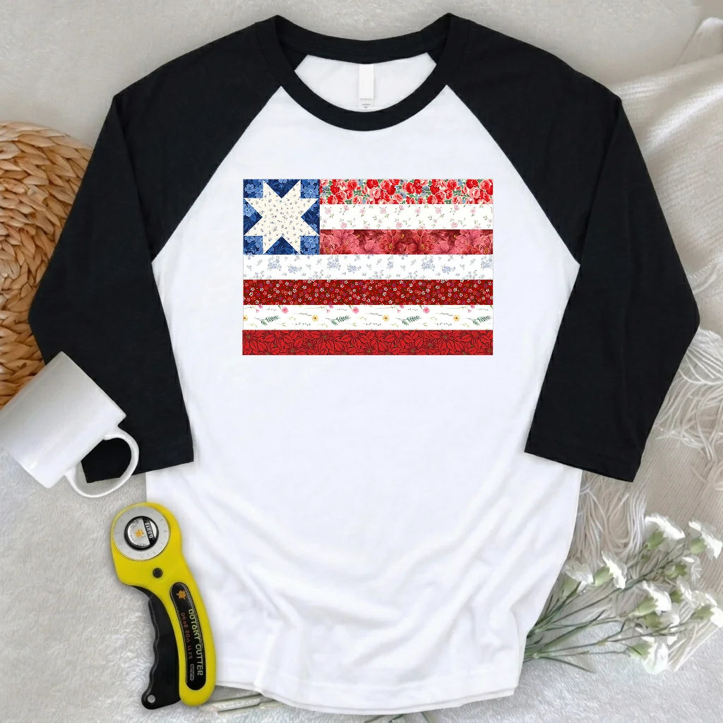 USA Star Flag 3/4 Sleeve T-shirt