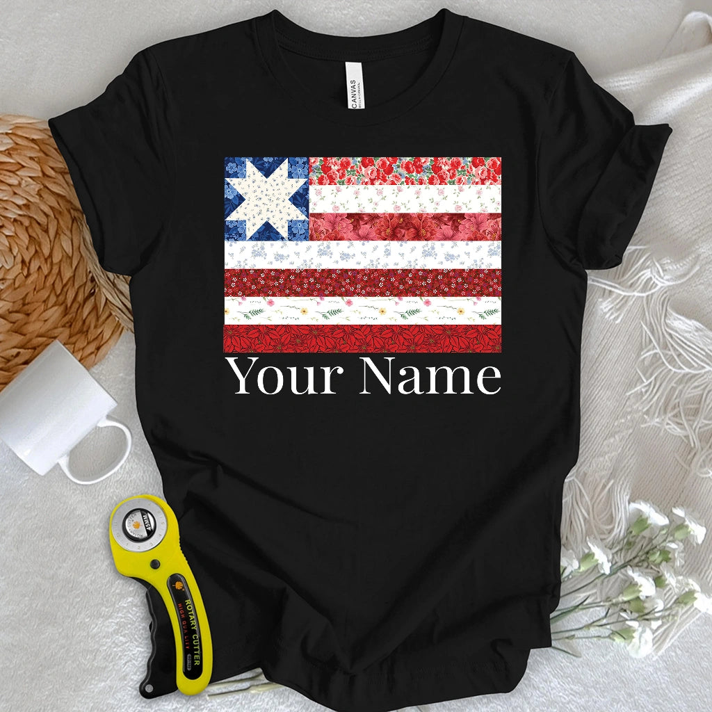 "Custom Name" USA Star Flag T-shirt
