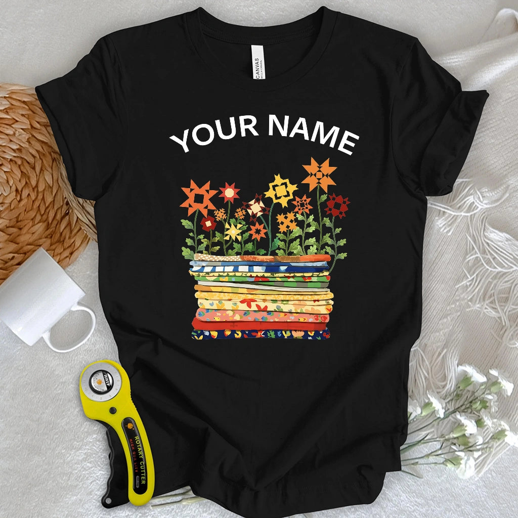 "Custom Name" Where Quilts Bloom T-shirt